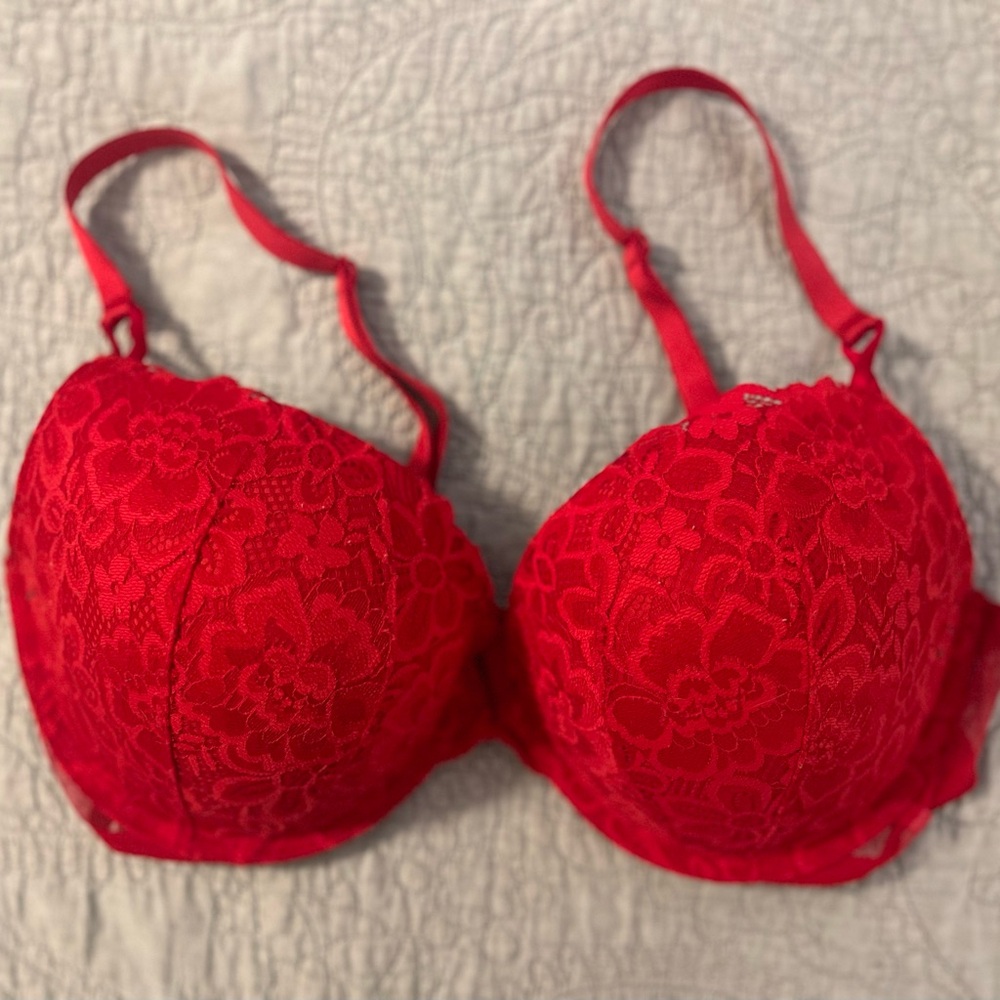 Elegant Red Lace Bra